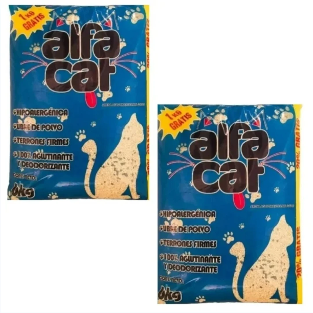 Arena para Gato Alfa Cat - 2 Bolsas de 6 kg (Total 12 kg) 1 Arena para Gato Alfa Cat