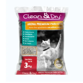 Arena para Gato Clean & Dry Aroma Fresco 3 kg