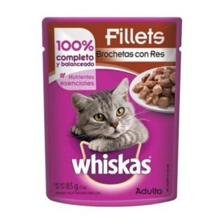 Whiskas Adulto Fillets Brochetas con Res 85g