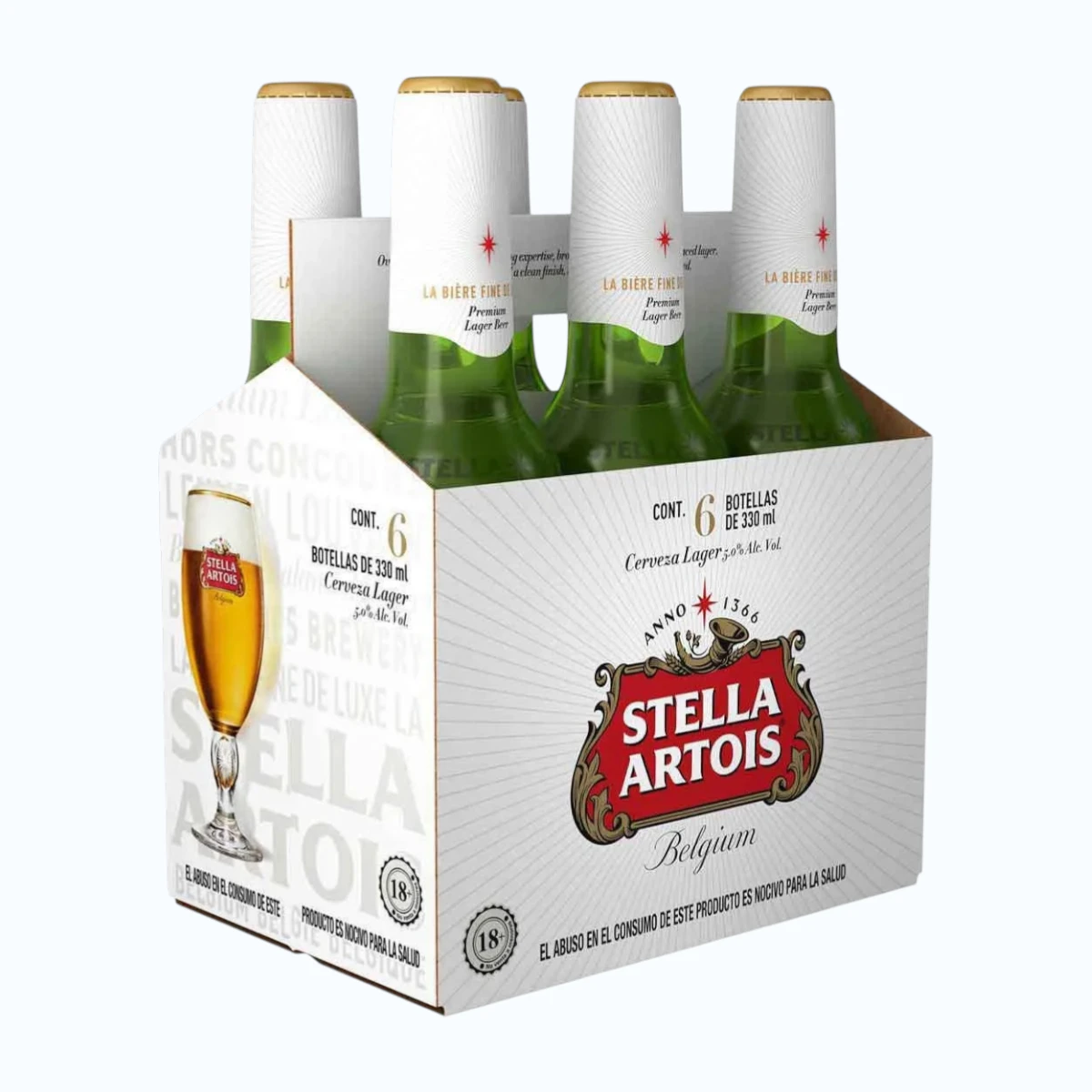 Cerveza Stella Artois en Pack 6 Botellas 330 ml c/u 1 Cerveza Stella Artois