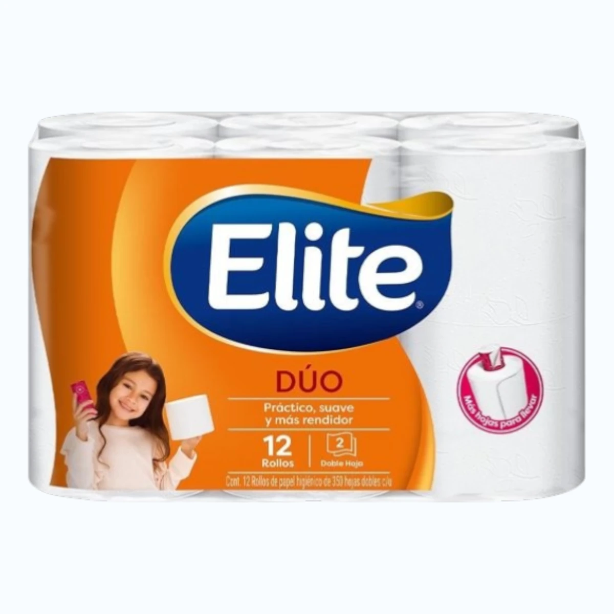 Papel Higiénico Elite Dúo 12 Rollos con 350 Hojas Dobles c/u 1 Papel Higiénico Elite Dúo